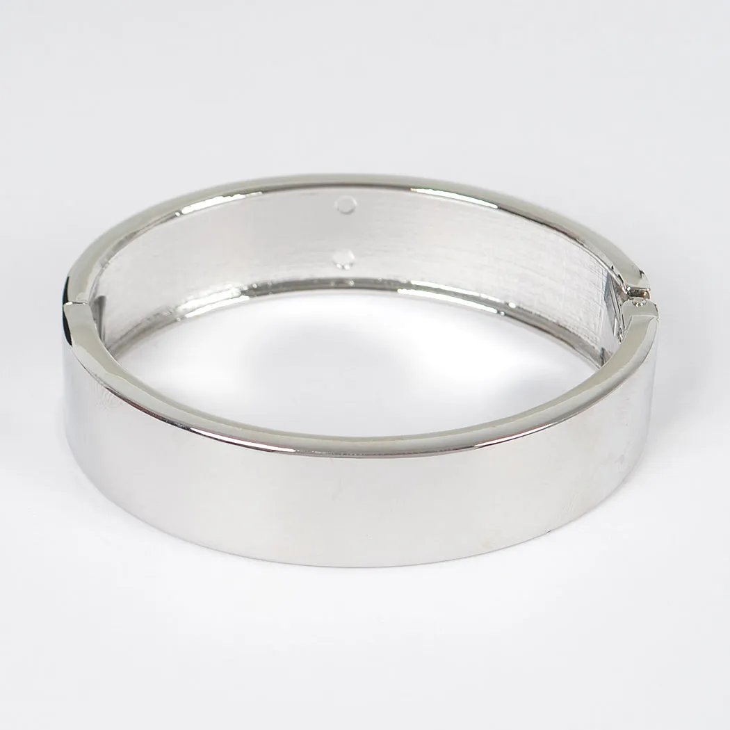 Hinged Metal Bangle - Silver